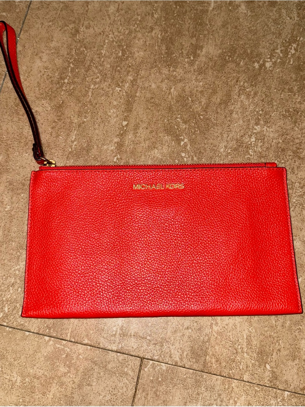 Michael Kors Orange Leather Wristlet Clutch